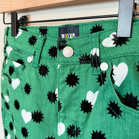 Anthropologie Maeve • NWT The Cigarette Slim Trouser Green Printed Heart Jean 26 - Picture 6 of 12